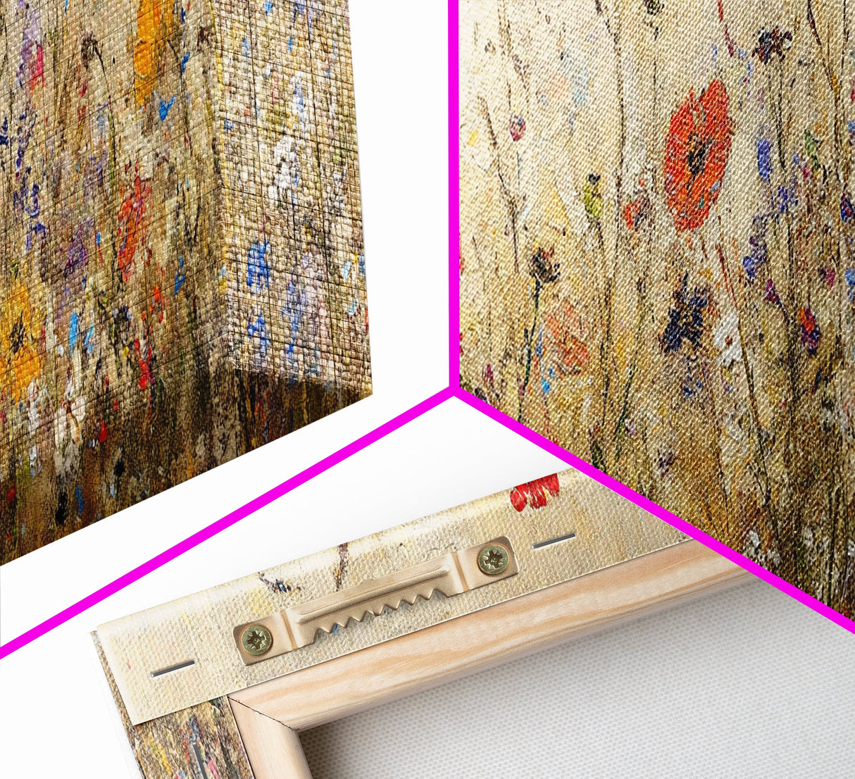 Field of Wildflowers, Spring Floral Decor, Oil Painting Canvas Print, Panoramic Art, Boho Floral Decor, Botanical Wall Art, Field of Flowers