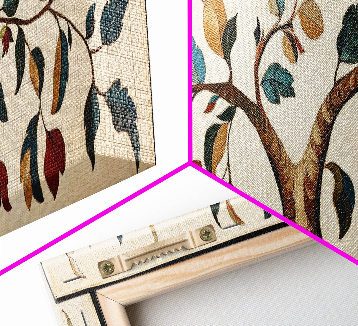 Textile Tree Print - "The Giving Tree" - Framed Canvas Print - Boho Style Wall Art