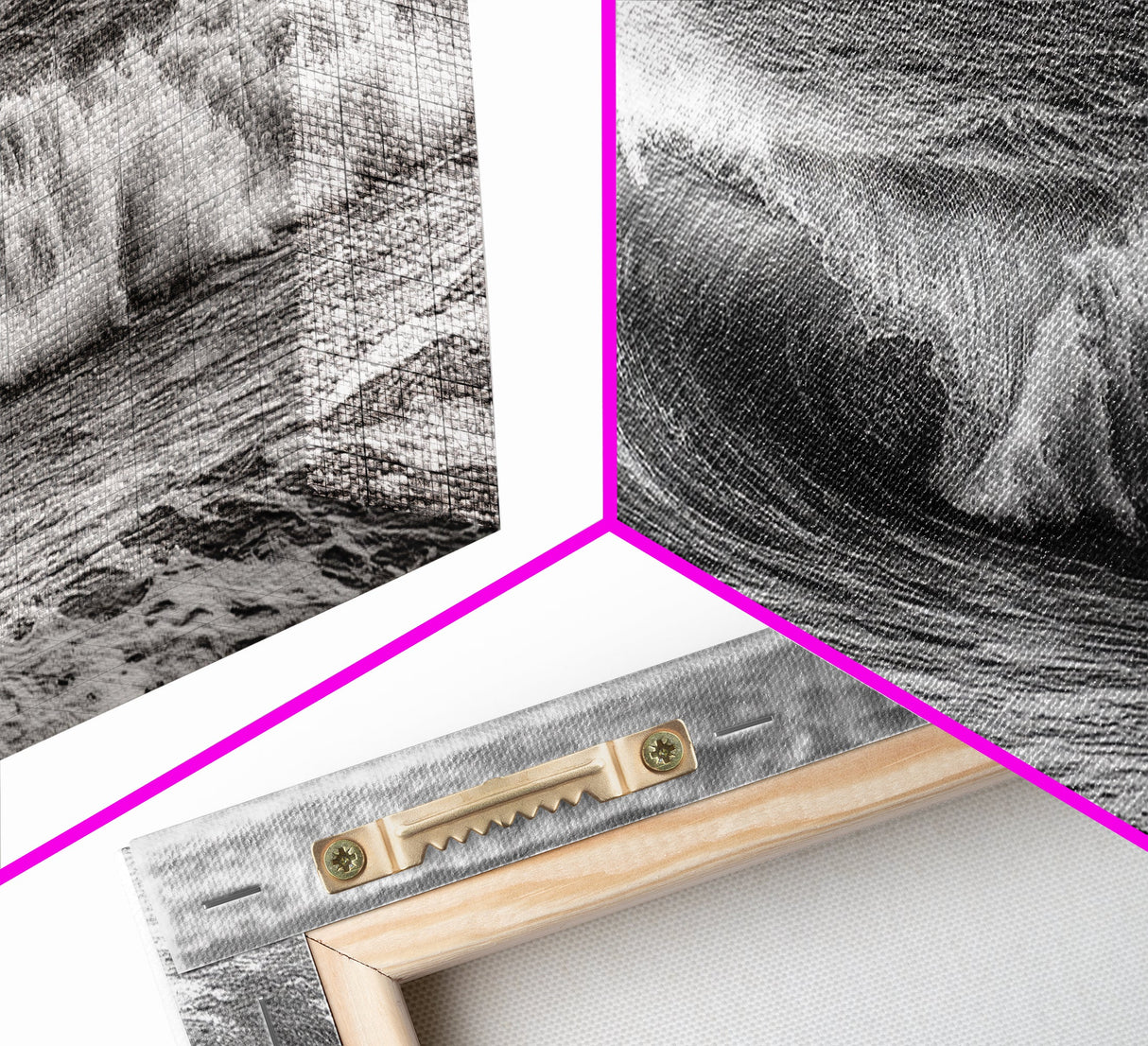 Subdued Black and White Ocean Photography Style Print, Panoramic Wall Art, Wood Framed Canvas Art, Seascapes, Nautical Decor