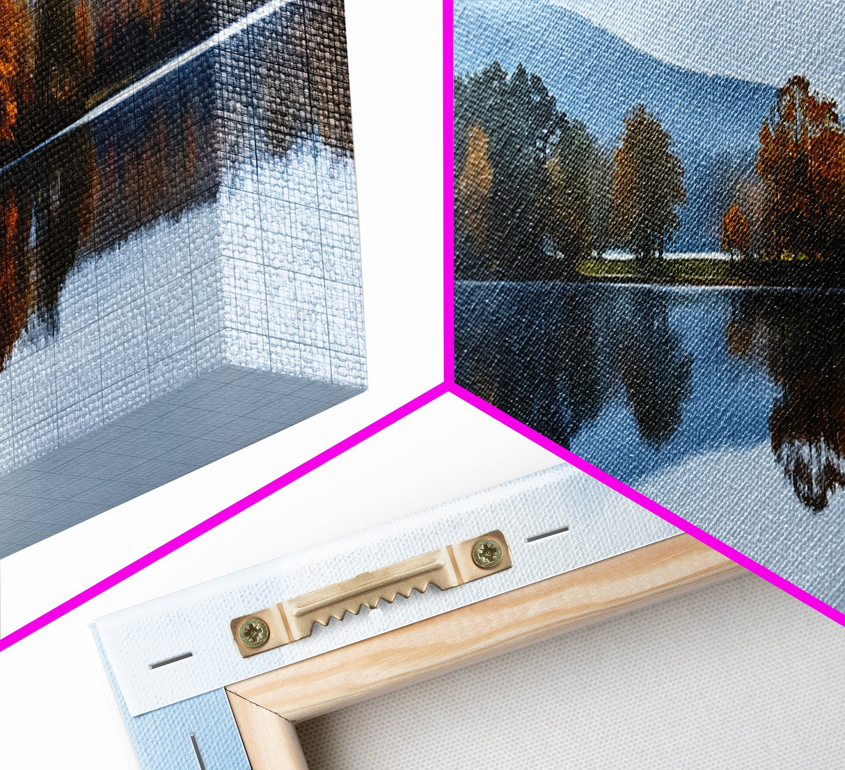 Calm - Reflections In The Lake On An Overcast Day - Panoramic Print - Original Painting Print - Landscape Oversized Painting Art