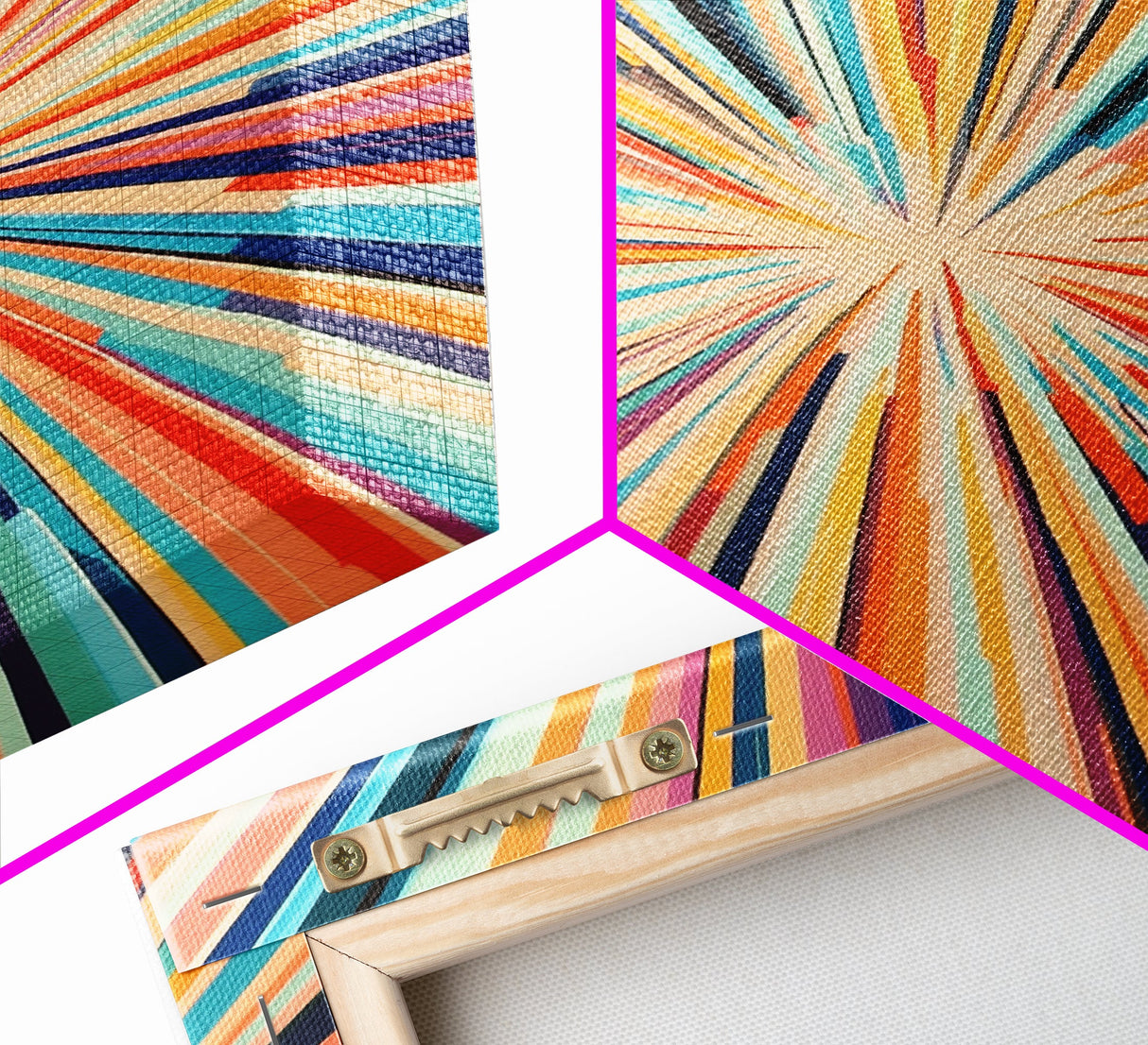 Mid Century Modern Art - Light Speed Tunnel - Vertical Tall Narrow Wall Art - Retro Loft Art - Large Wall Art Painting - Geometric Abstract MCM Art