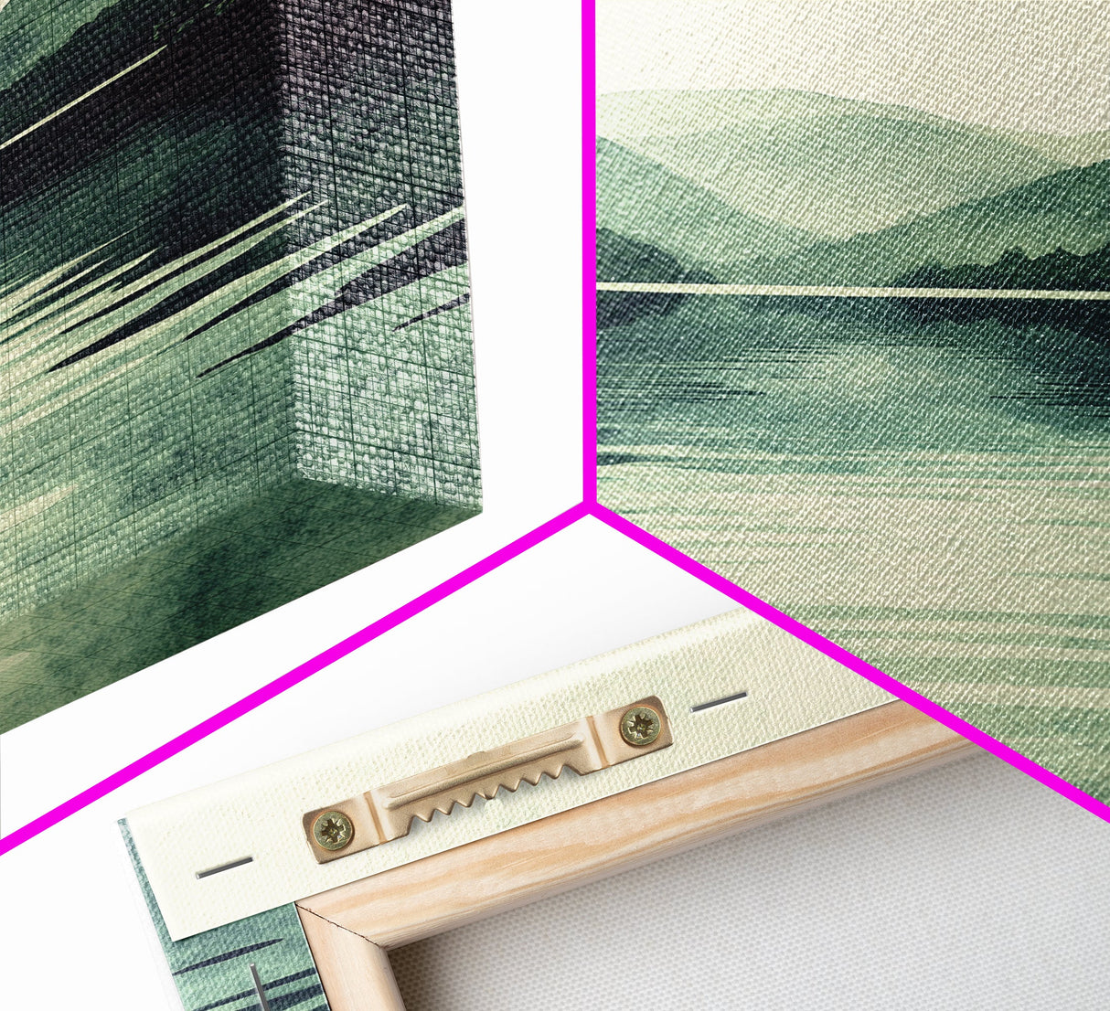 Emerald Green Landscape Painting Print, Wood Framed Canvas Art, Jade Green, Soothing Home Decor, Bed Room Wall Art