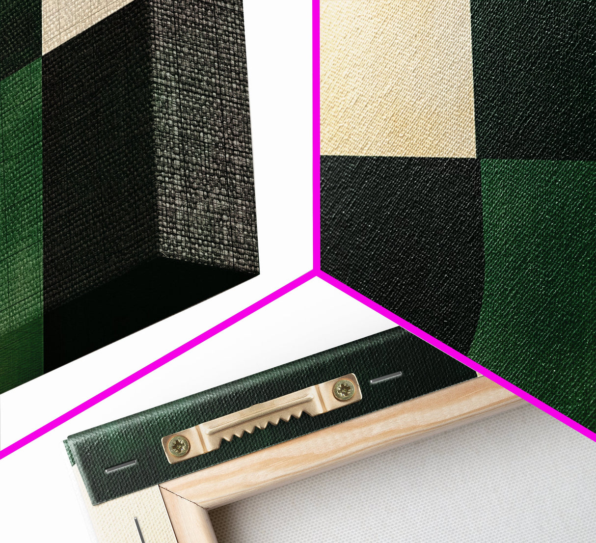 Geometric Patterns Mid-Century Modern Abstract Wall Art Canvas Print, Beautiful Emerald Green Wall Art