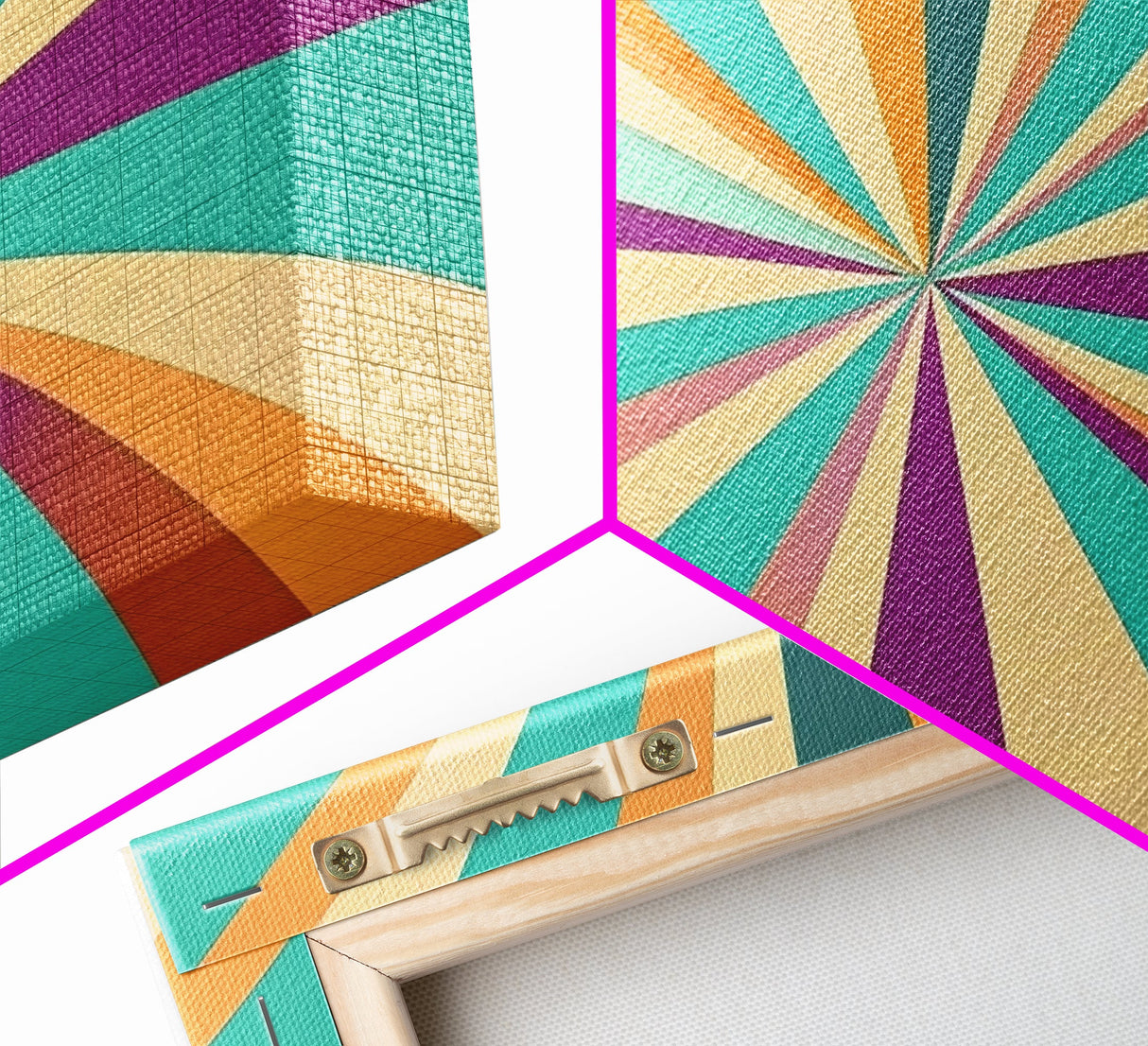 Eclectic Large Original Geometric Mid Century Modern Wall Art Wood Framed Canvas Print, Bright and Colorful Contemporary Art