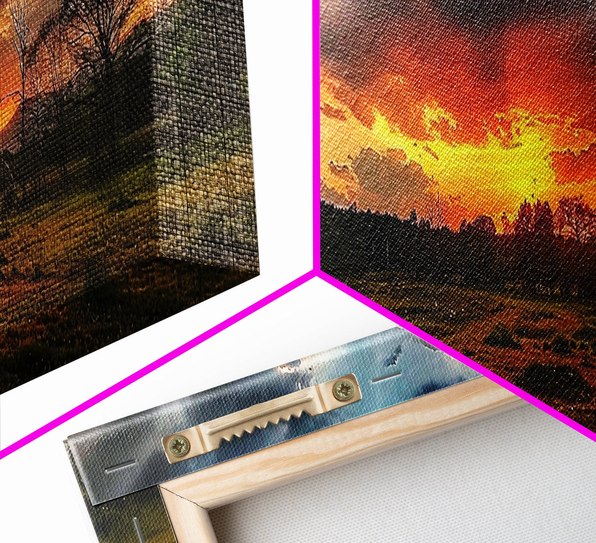 Sunset Over Texas Framed Canvas Print, Photography Style Wall Art, Beautiful Landscape Art