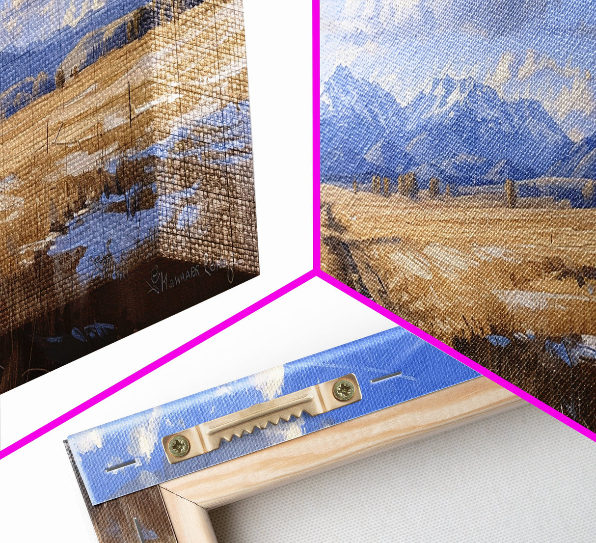 Dirt Roads of Wyoming Framed Canvas Print, Oil Painting Print, Panoramic Extra Wide Large Format Living Room Wall Decor