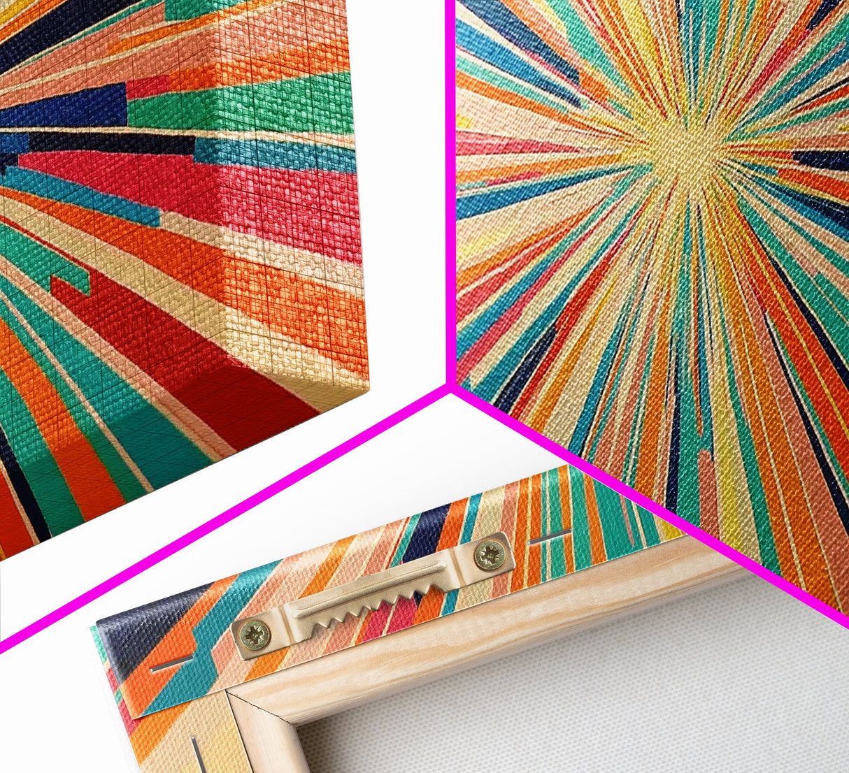 Mid-Century Modern Wall Art - Retro Geometric Wall Art Framed Canvas Print - Modern Abstract Painting Print - Bold and Bright Colors