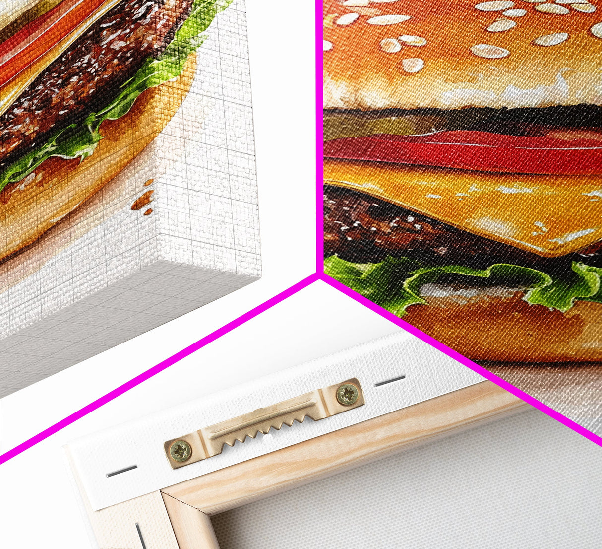 That's a Big Burger, Framed Canvas Print, Wall Art For Kitchen or Dining Room