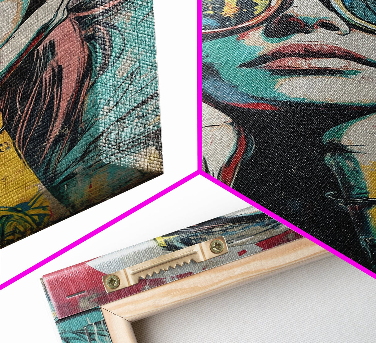 Graffiti Punk Wall Art, Portrait of a Punk Woman Framed Canvas Print