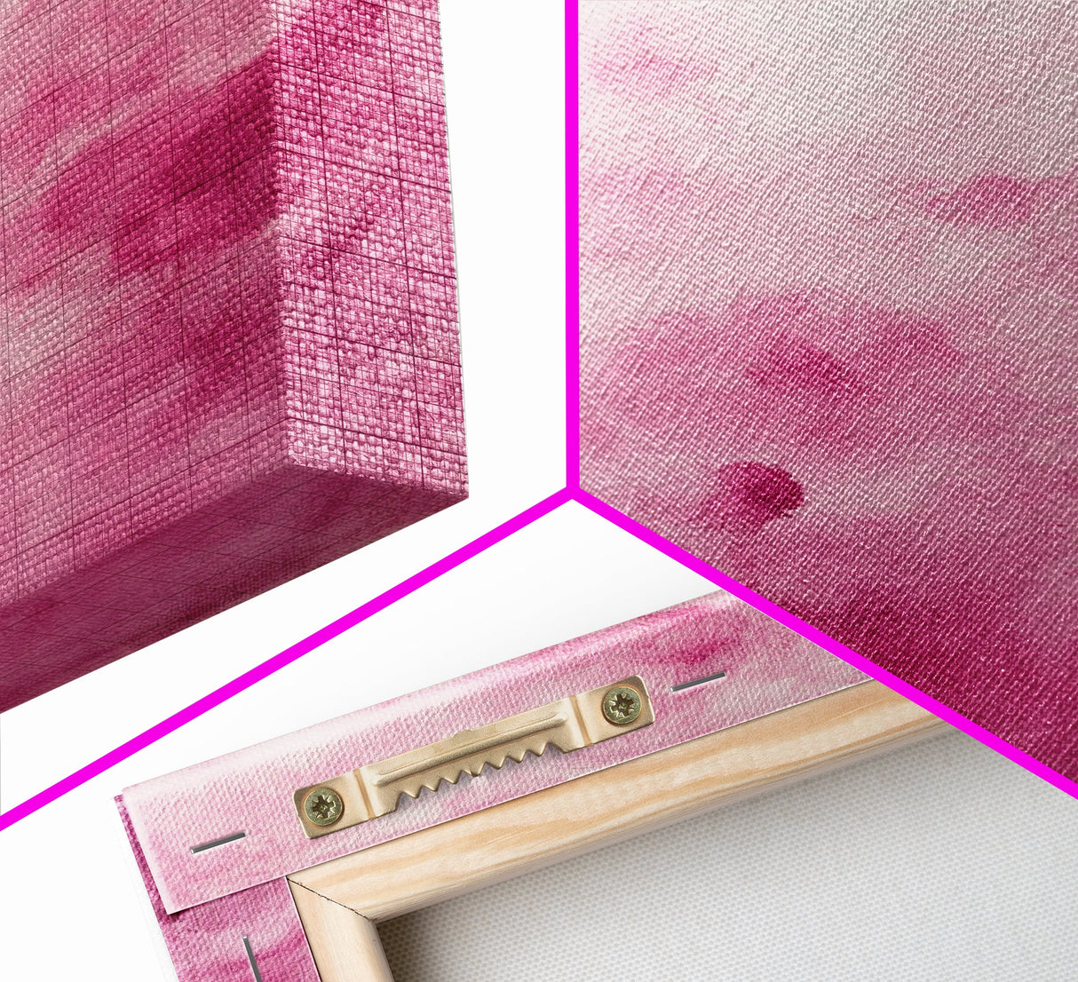 Wall Art Print Preppy Decor, Framed Canvas Print, Abstract Pink Clouds Painting, Girl's Dorm Room Wall Decor, Apartment Decor Gift Idea