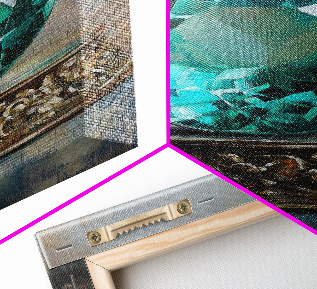 Emerald Painting Print, Framed Canvas Print, Gemstones Wall Art, Precious Stone Painting, Green Gem, Ruby Painting, Antique Minerals Art