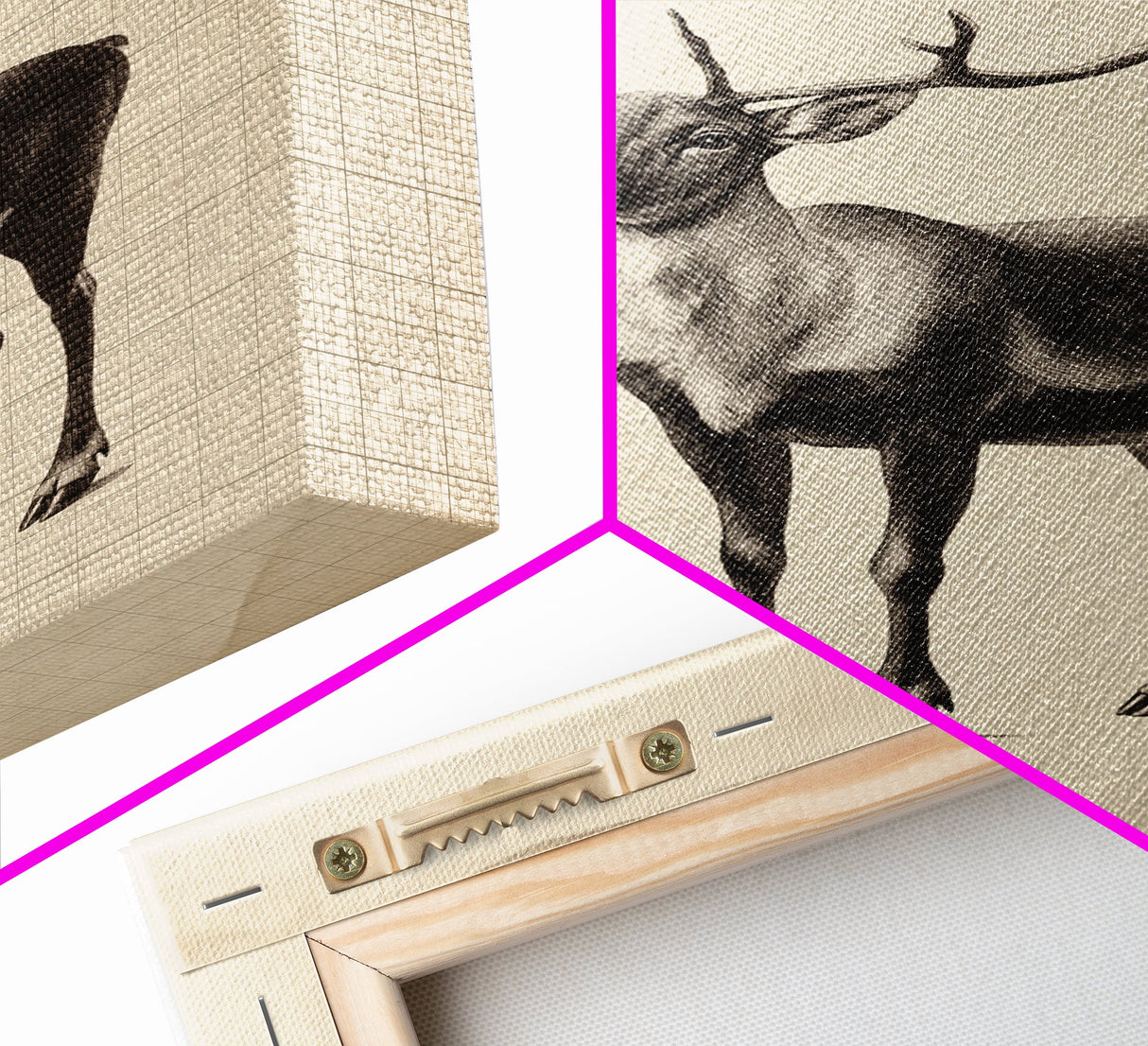 Reindeer Canvas Print - Framed Canvas - Minimalist Christmas Art - Boho Christmas Art - Rustic Christmas Art