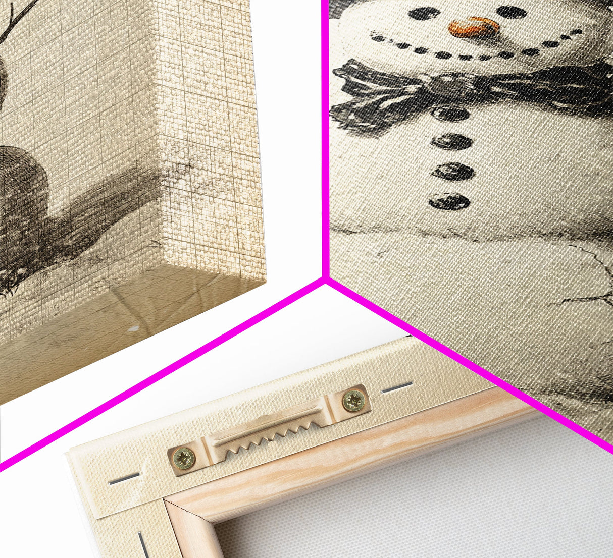 Retro Snowman Canvas Print - Framed Canvas - Minimalist Christmas Art - Boho Christmas Art - Rustic Christmas Art