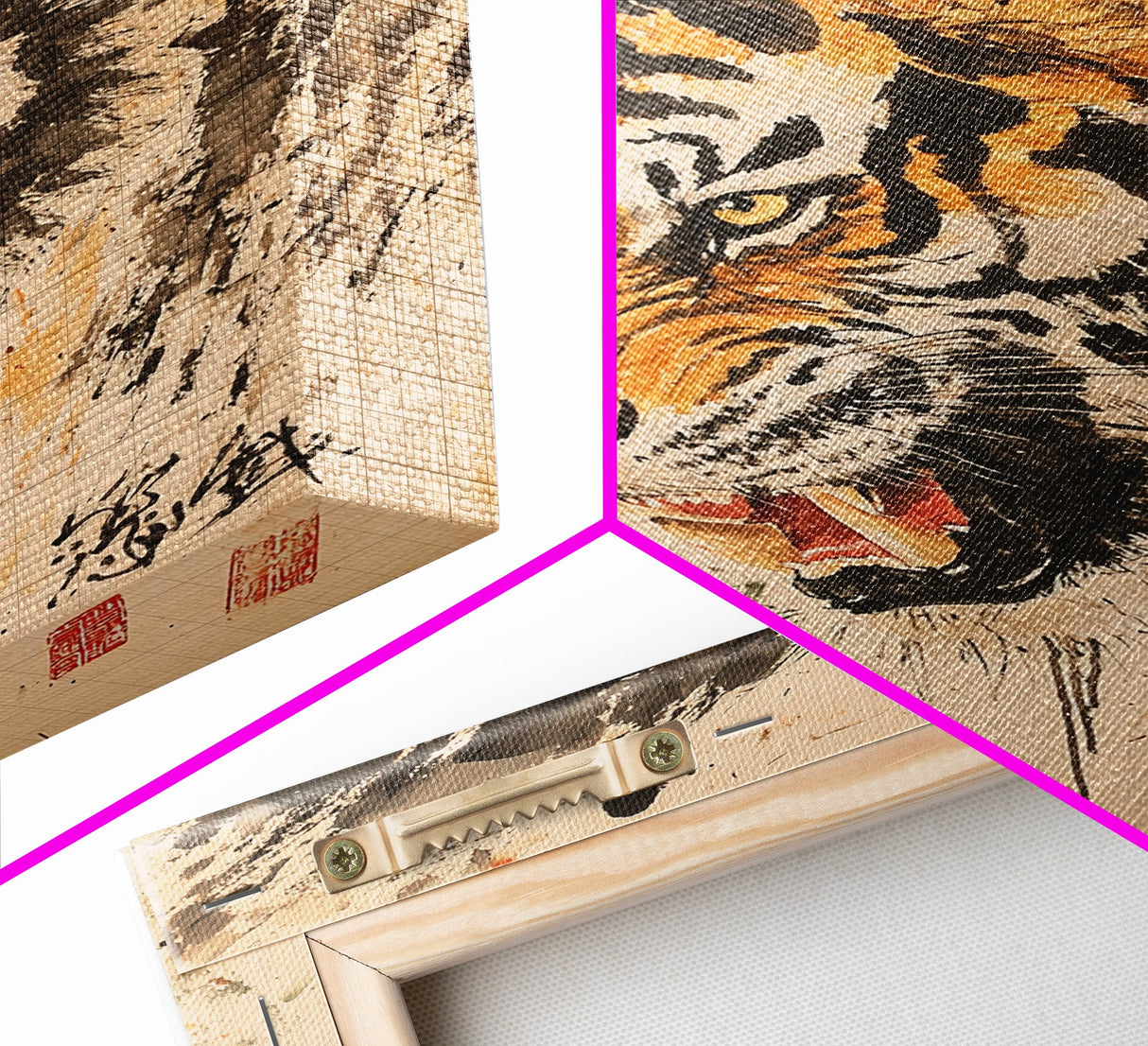 Japanese Style Tiger Painting Print, Tiger Roar, Wabi Sabi Style Art, Animal Prints, Tiger Painting, Tiger Oil Painting Canvas Print