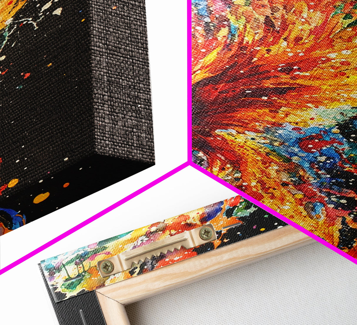 Rainbow Phoenix In Flames, Retribution, Framed Canvas Print, The Phoenix, Framed Wall Art, Original Painting Phoenix