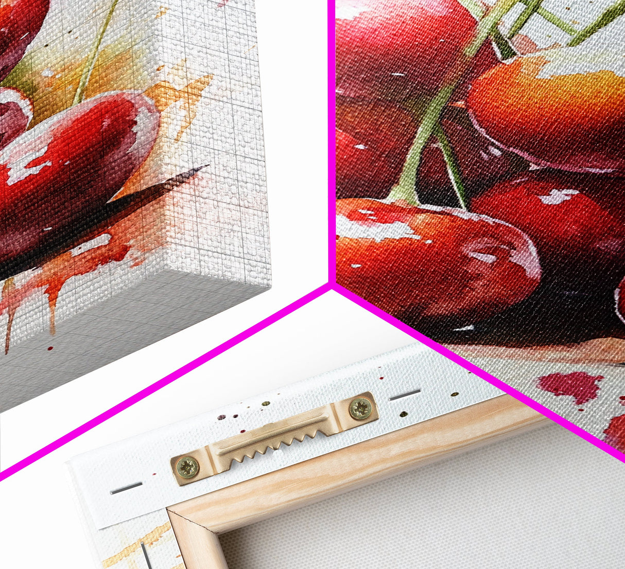 Cherry Wall Art Canvas Print, Cherry Painting, Kitchen Food Decor, Kitchen Wall Art, Original Cherry Painting, Home Decor For Kitchen