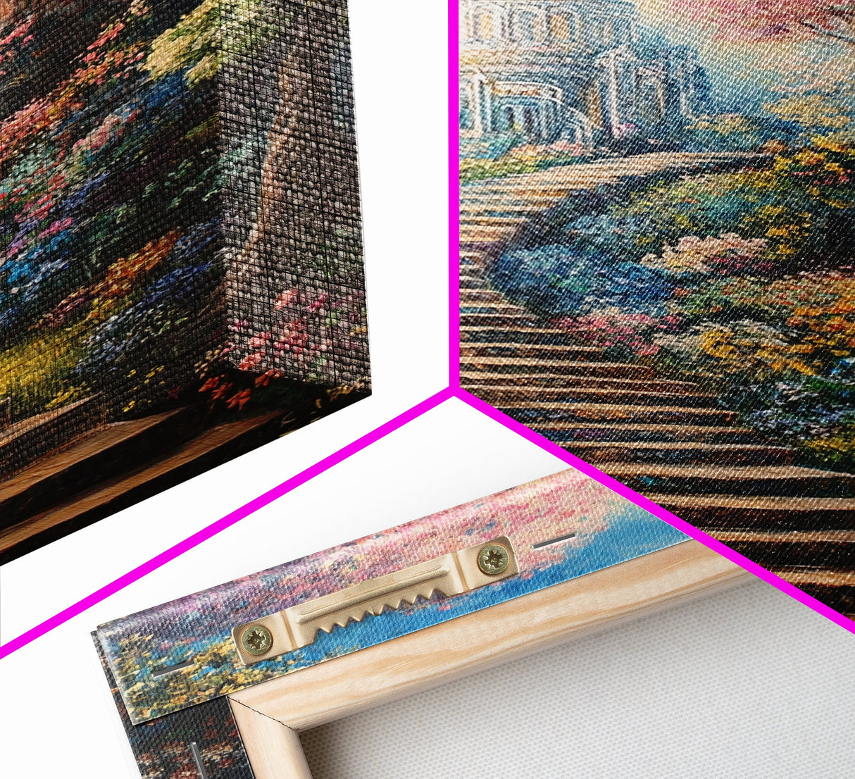 The Steps To The Sky, Framed Canvas Print, Cute Fantasy Decor, Preppy Wall Art, Gift For Her, Dorm Wall Art, Landscape Painting