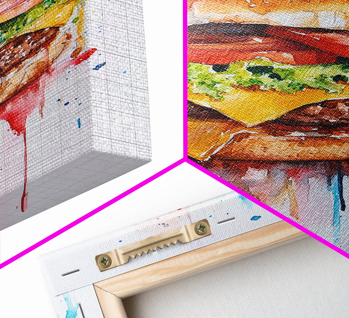 Hamburger Painting Print, Kitchen Decor, Restaurant Decor, Dining Room Art, Restaurant Wall Art, Diner Wall Art, Restaurant Owner Gift Idea