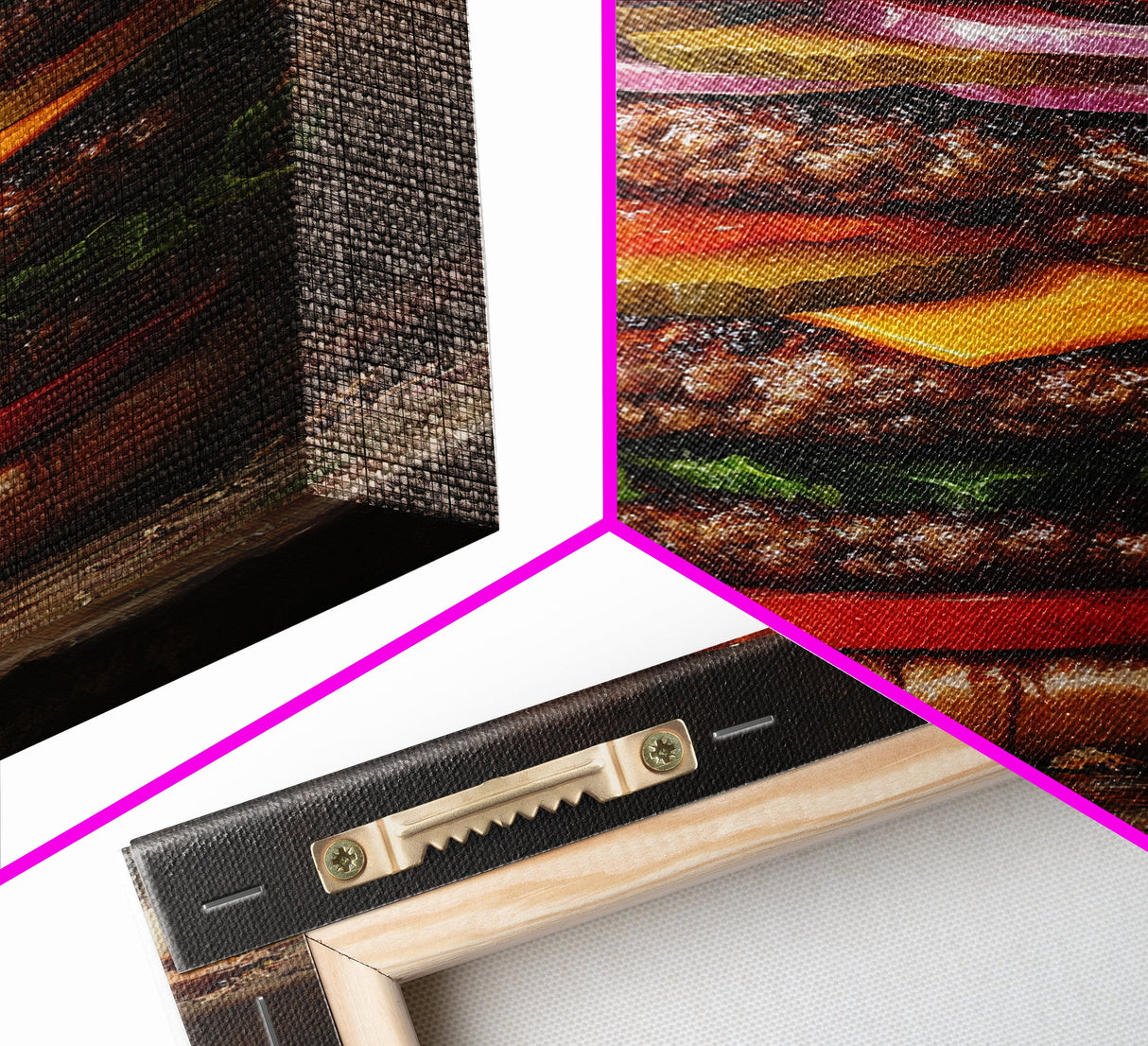 The Burg' Canvas Print, Retro Still Life Oil Painting Of a Hamburger, Canvas Print, Kitchen Decor, Dining Room Art, Funny Wall Art