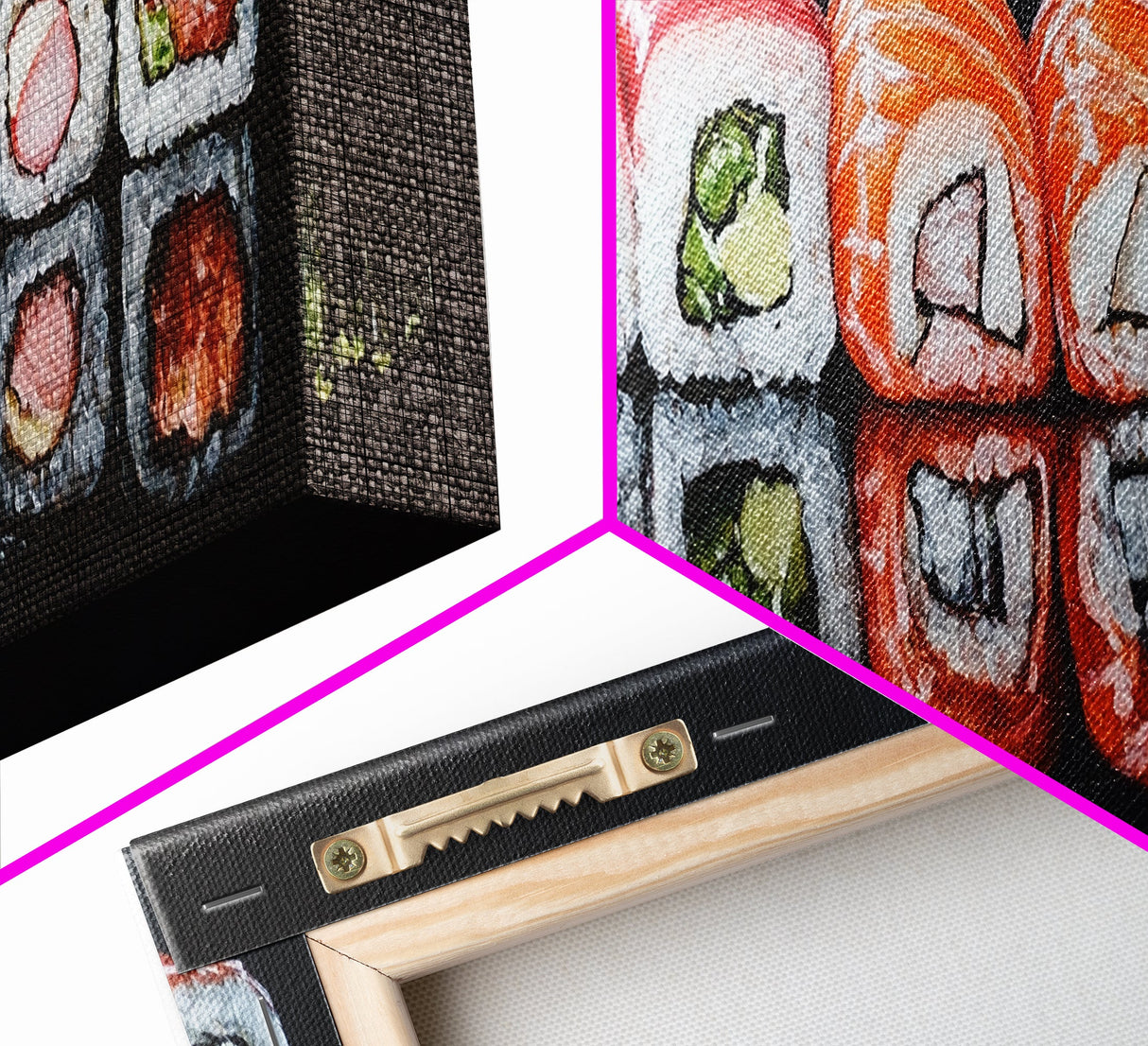 Panoramic Extra Wide Kitchen Wall Art, Sushi Painting Tuna Roll Painting, Modern Art for Kitchen, Kitchen Painting, Dining Room Decor