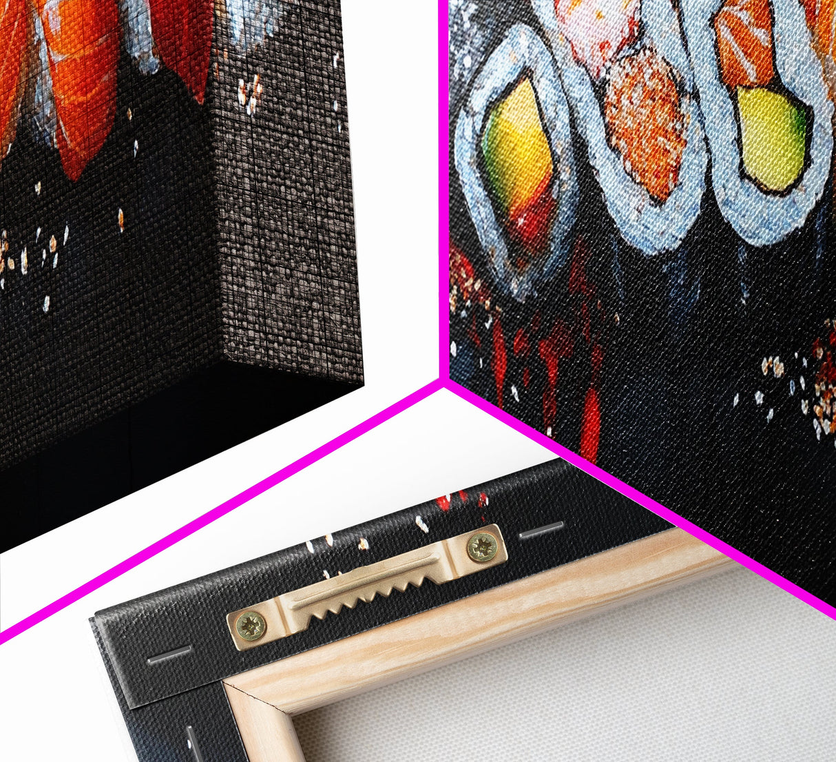 Retro Sushi Painting Print, Canvas Art, Kitchen Decor, Dining Room Decor, Eclectic Home Decor, Food Lover Gift, Japanese Style Decor