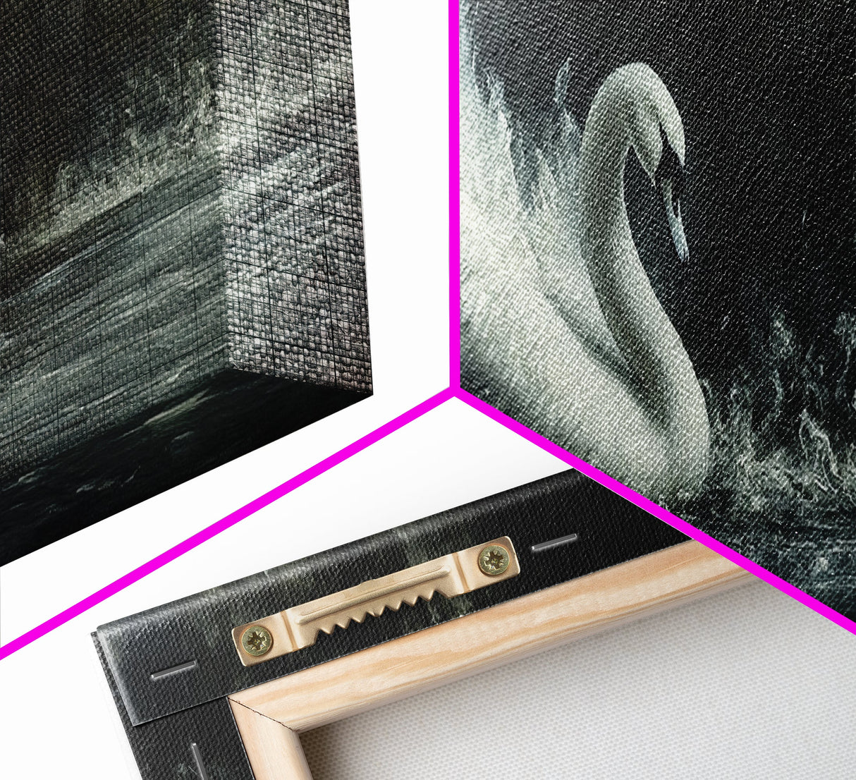 Goth Painting Print of a Swan, Framed Canvas Print, Dark Academia Wall Art, Goth Decor, Gothic Painting Wall Art