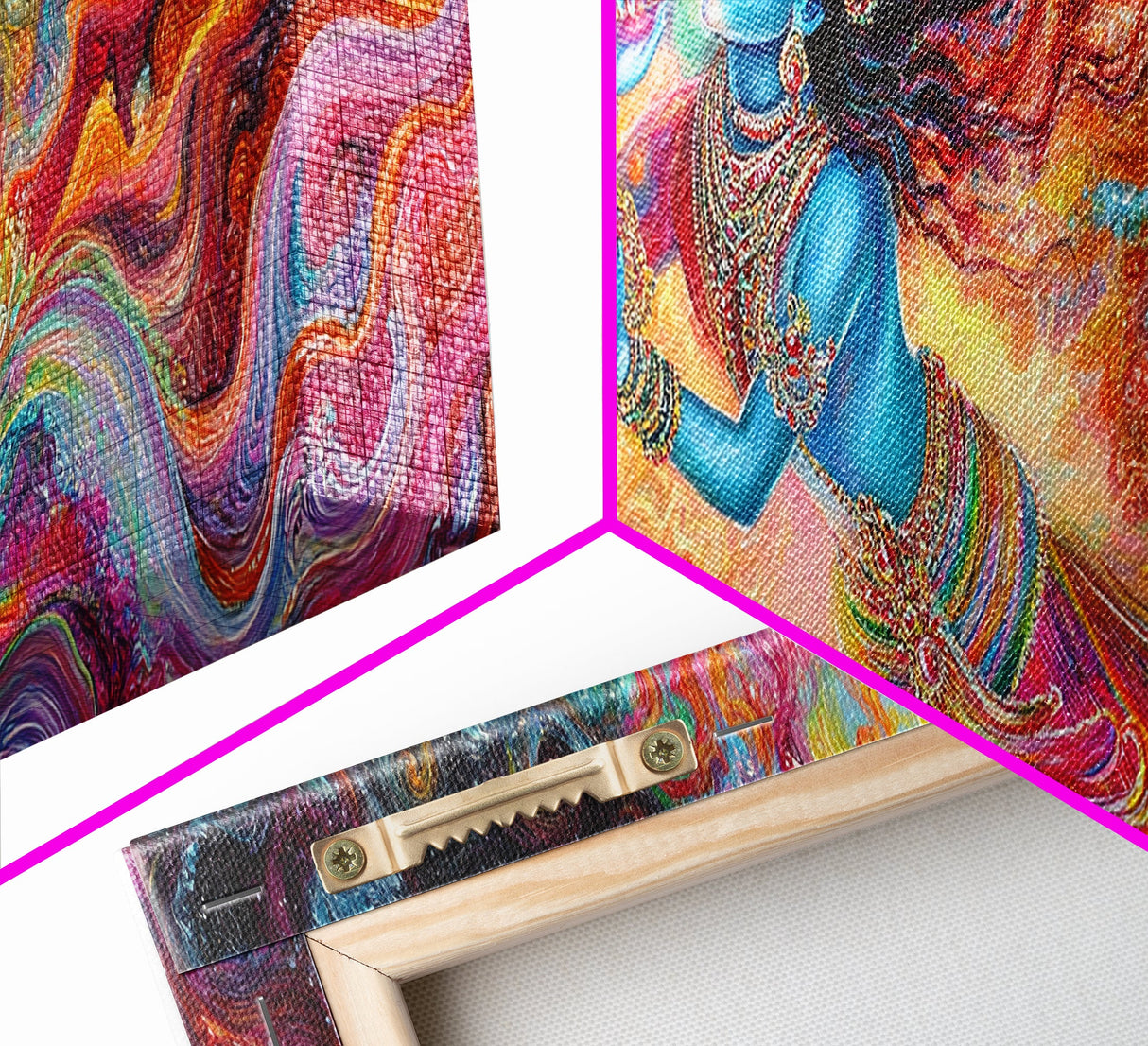 Radha Krishna Wall Art Framed Canvas Print, Modern Art Painting of Radha Krishna, Hindu Art, Radha Krishna Painting, Panoramic Art