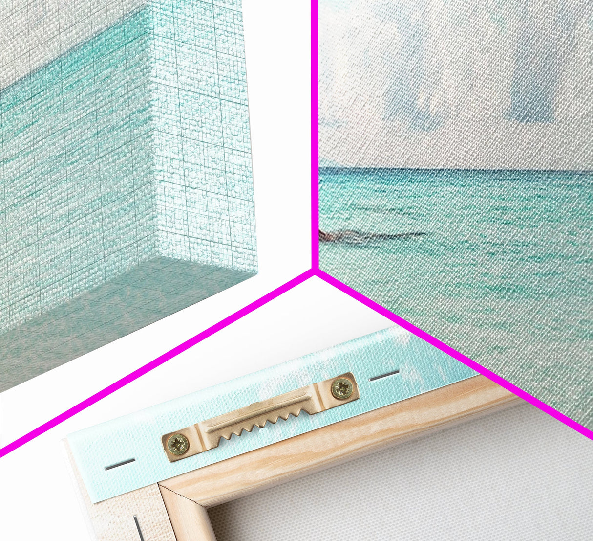 Panoramic Beach Photography Style Canvas Print, Beach House Wall Art, Beach Painting Print, Nautical Decor, Seascape Painting, Boho Art