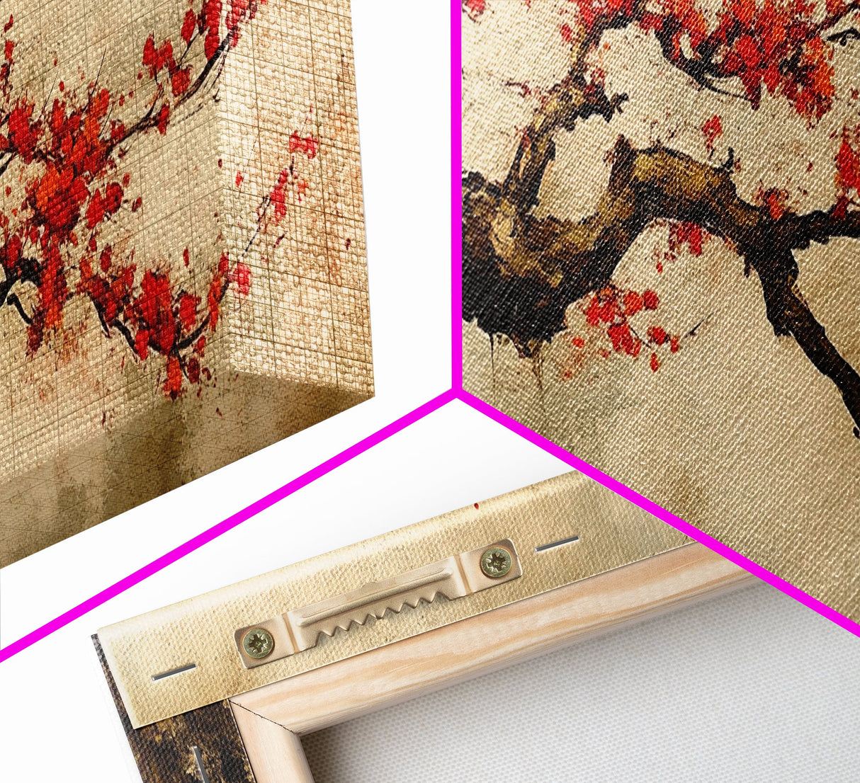 Panoramic Japanese Maple Tree Wall Art Canvas Print, Maple Tree Art, Fall Decor, Fall Wall Art, Wabi Sabi Japanese Style Maple Tree Painting
