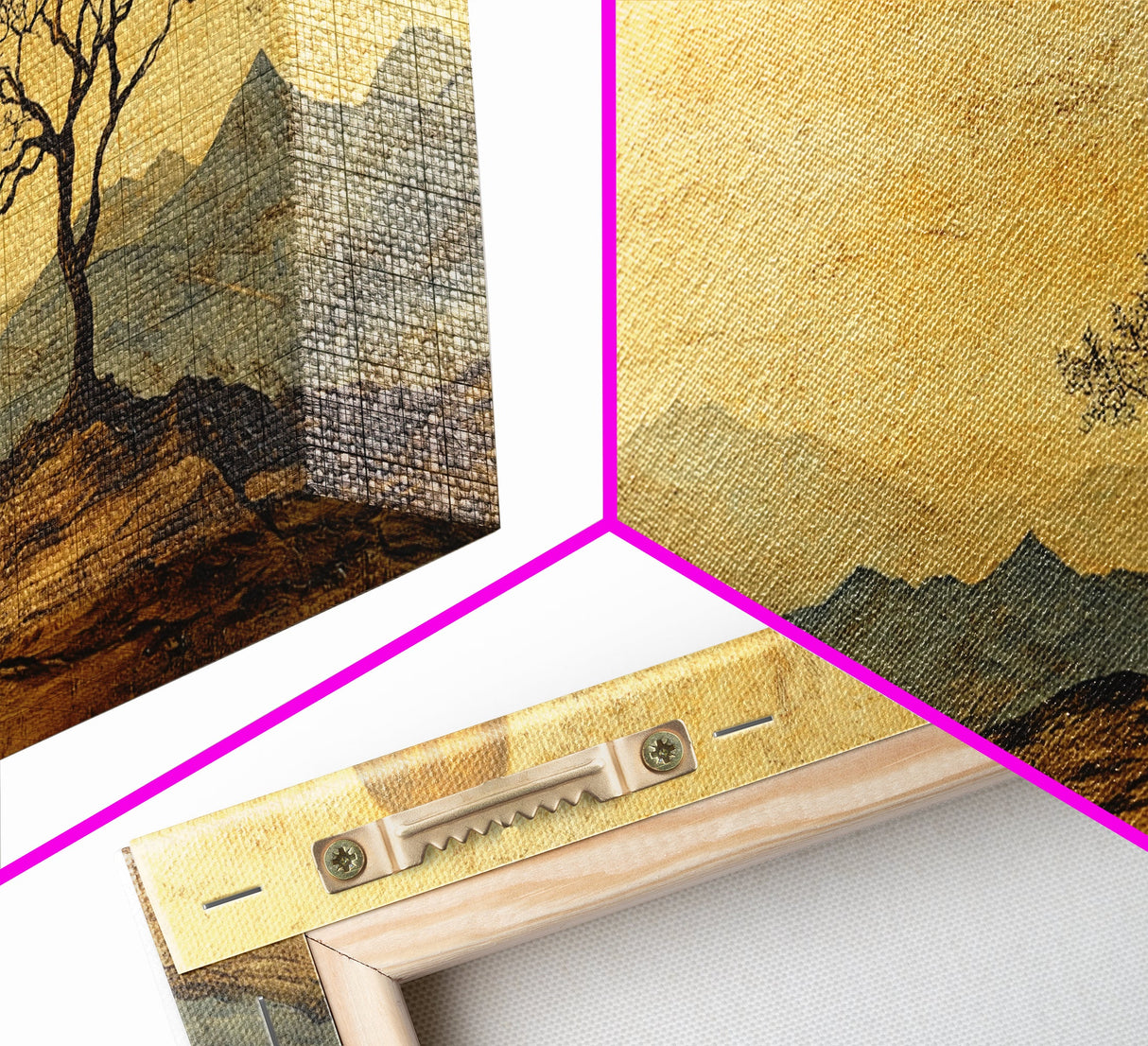 Wabi Sabi Landscape Painting Print - Framed Canvas - Vintage Landscape Painting