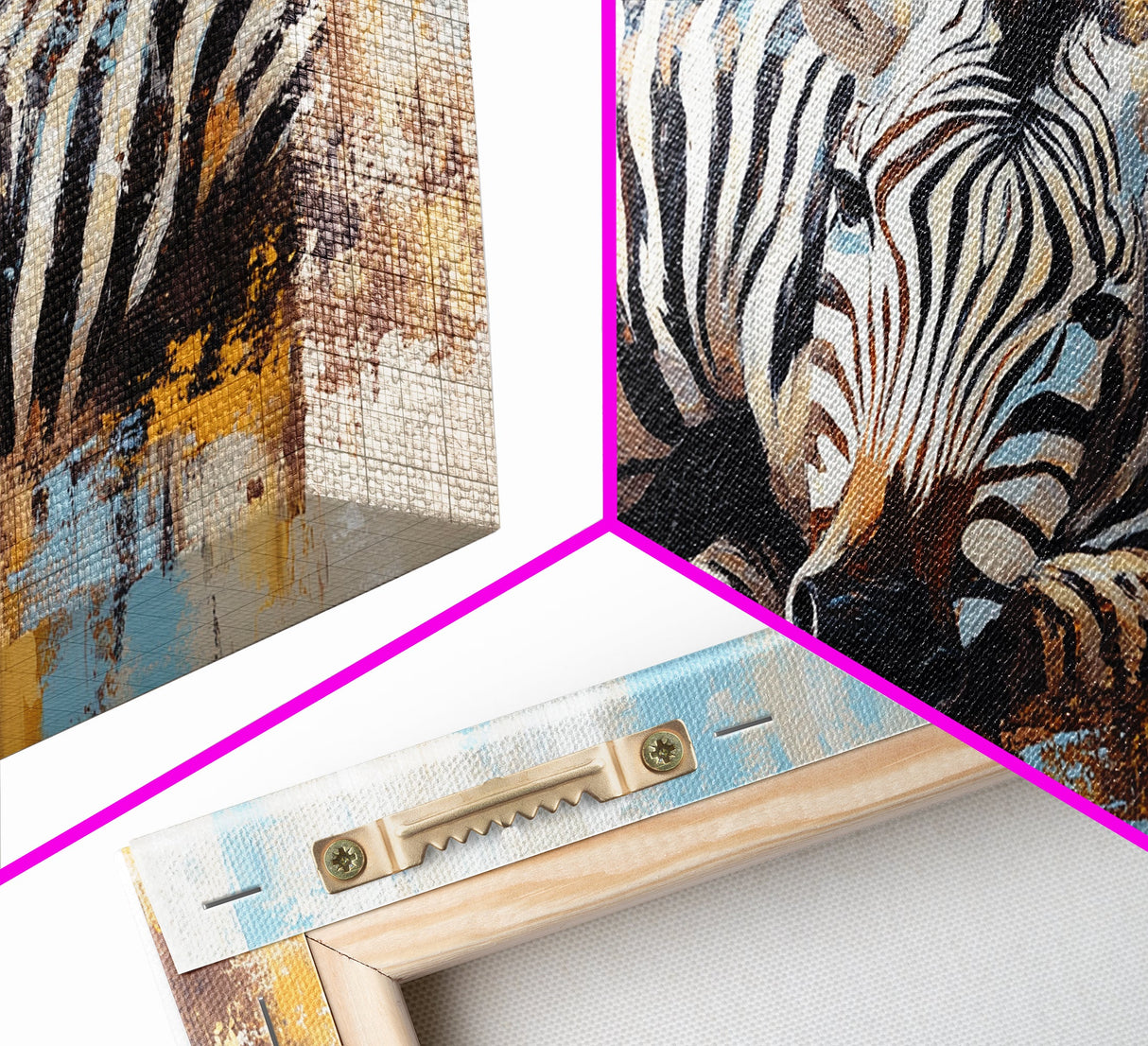 Zebra Having a Nap - Framed Canvas Print - Ready to Hang - Zebra Painting - Animal wall art - Safari Art