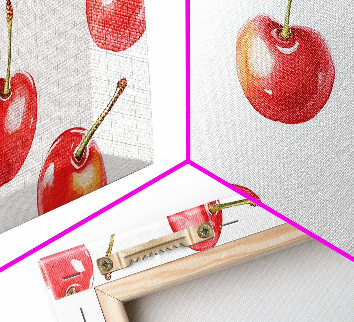 Preppy Cherry Wall Art Framed Canvas Print - Kitchen Wall Art - Dining Room Wall Art - Loft Decor - Cute Wall Art - Cutesy Home Decor