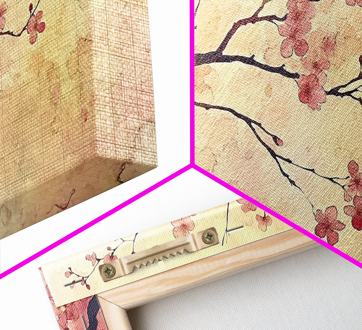 Original Floral Exquisite Canvas Wall Art, Cherry Blossoms, Wabi Sabi Decor, Boho Home Decor, Boho painting, Original Painting Print