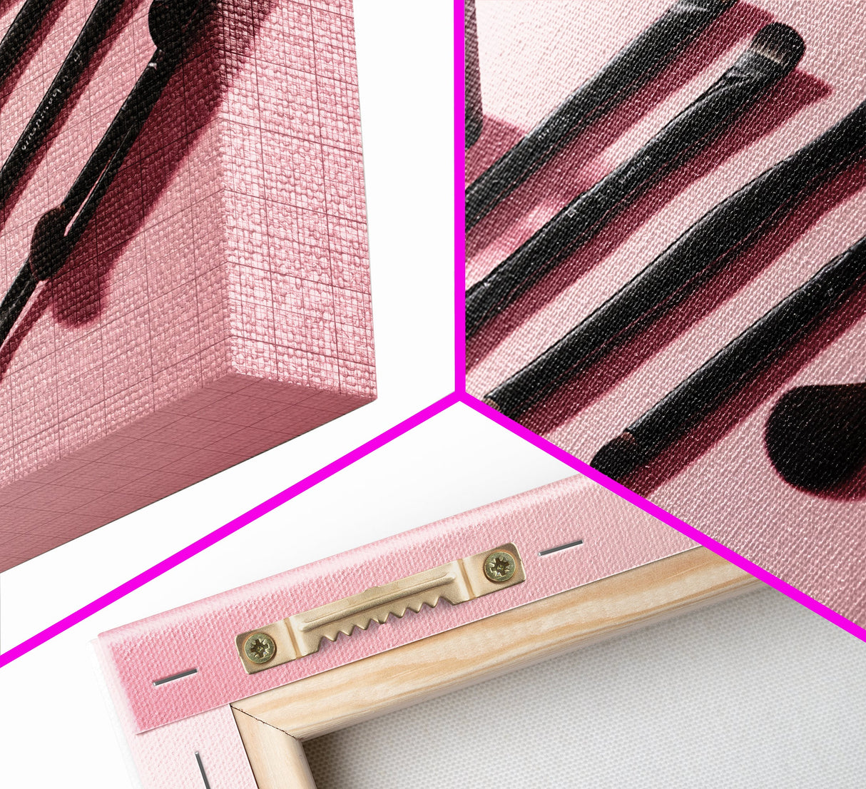 Makeup Brushes Framed Canvas Print - Makeup Wall Art - Preppy Dorm Room Decor - Makeup Painting