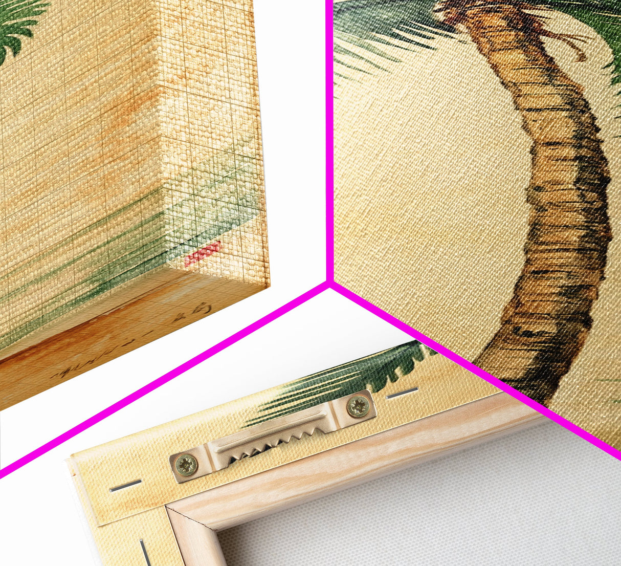 Framed Canvas Print Tall Skinny Palm Tree Art Nautical Coastal Decor, Beach-Inspired Tropical Wall Art, Guest Room Art, Gift Idea Her