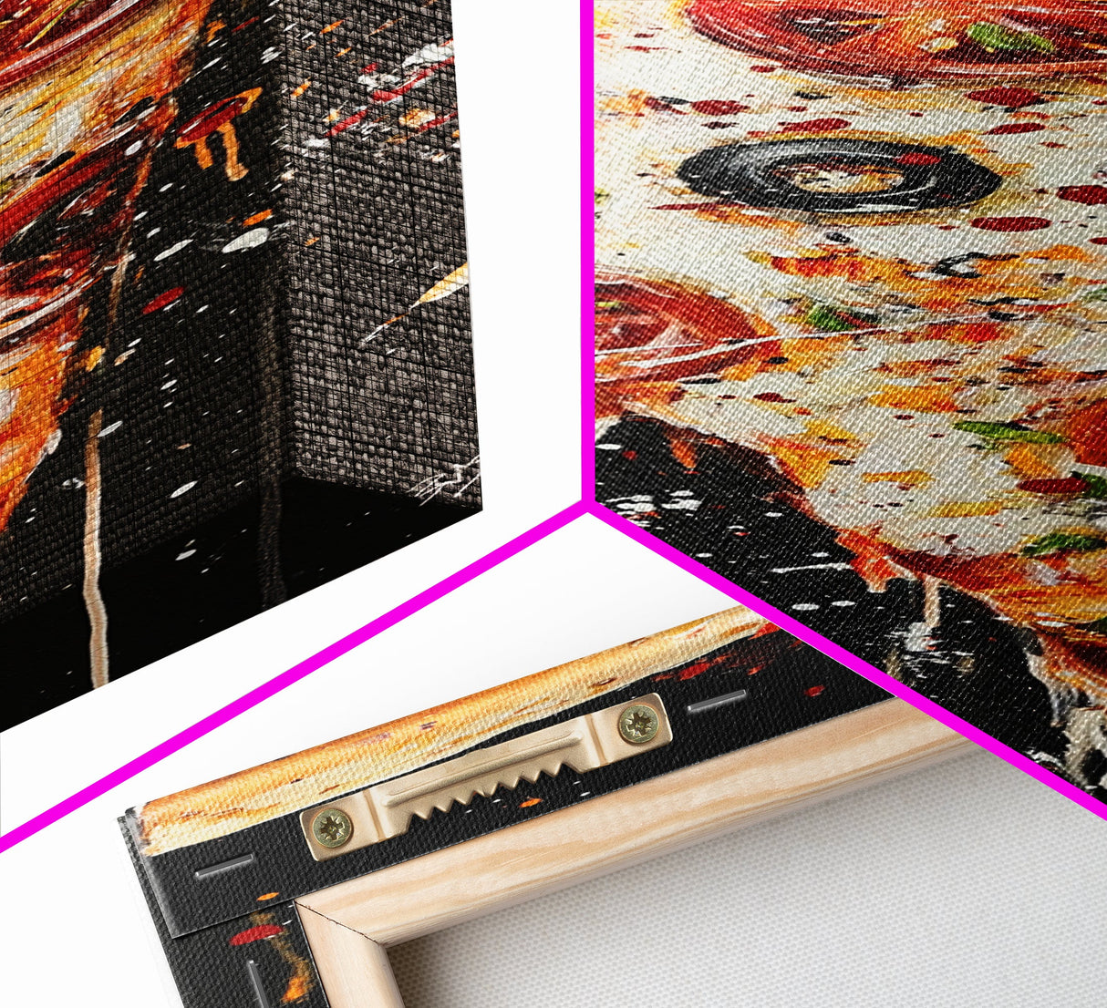 Pizza Painting Wall Art - Framed Canvas Print - Funky Kitchen Art - Kitsch Decor - Restaurant Wall Art