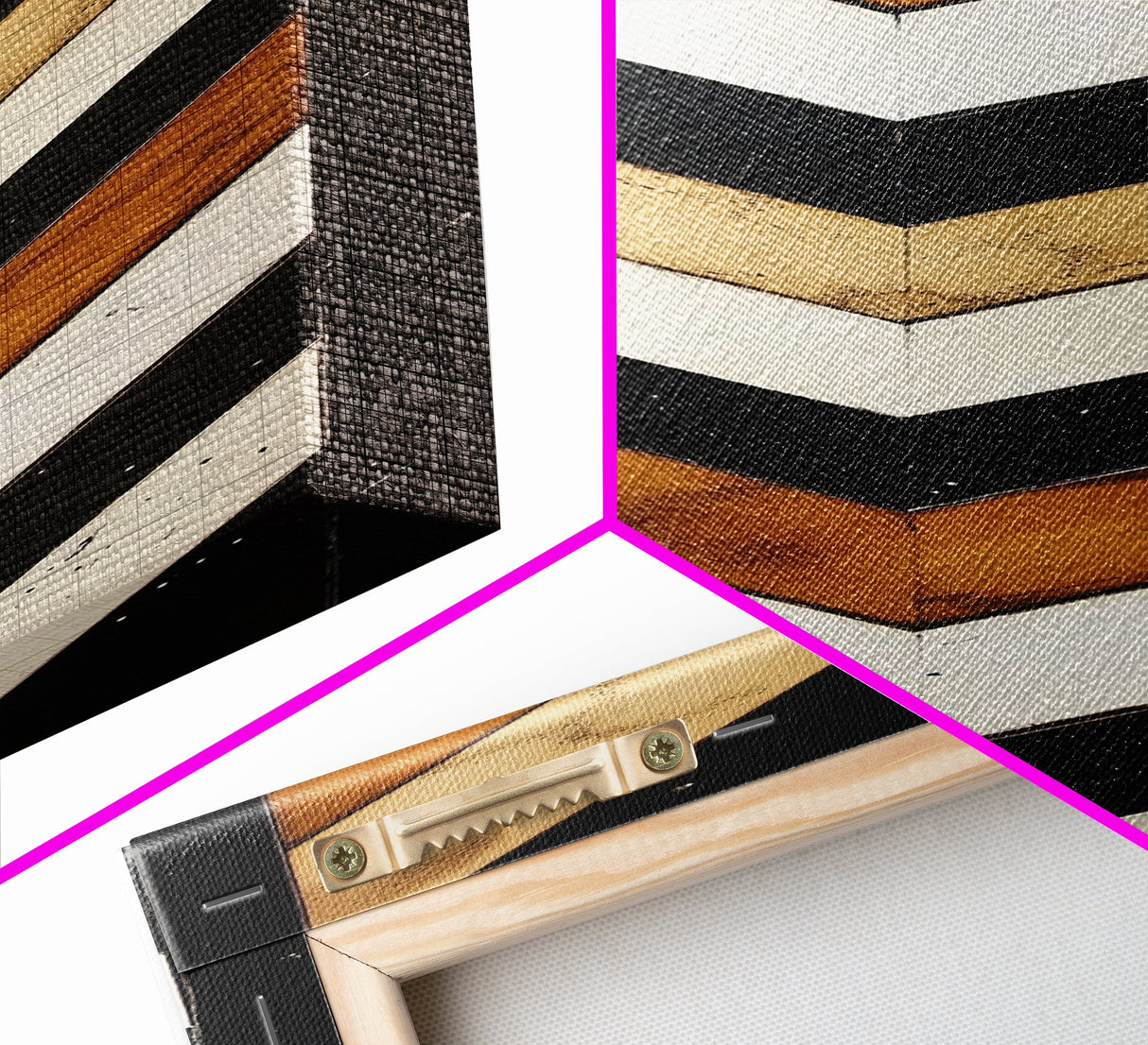 Retro Chevrons Wall Art - Framed Canvas Print - Mid Century Modern Wall Art - Unique Home Decor - Tall Narrow Art - Skinny Art