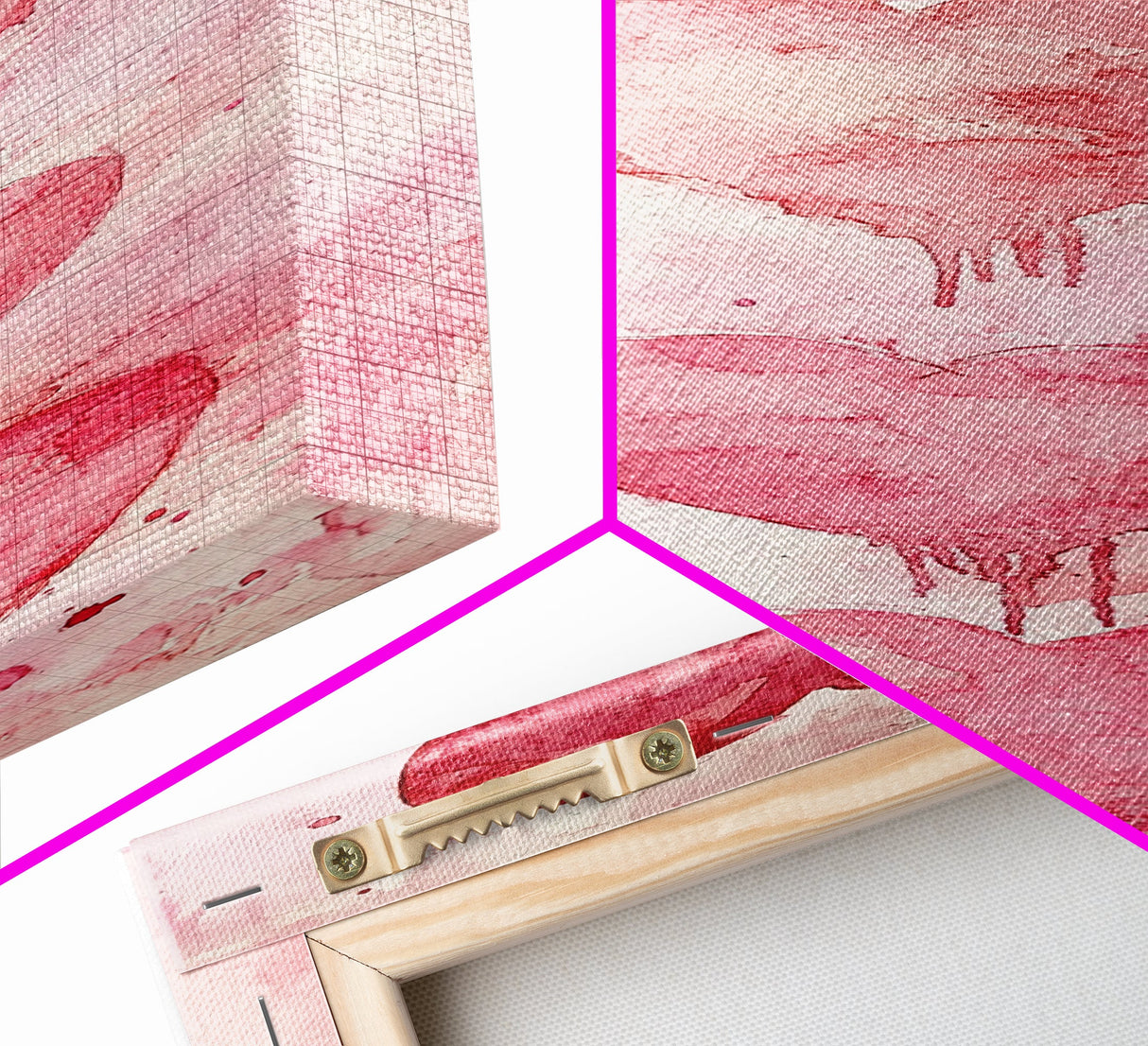 Watercolor Dripping Hearts Framed Canvas Print, Romantic Pink Abstract Art, Light Pink Wall Decor Valentine’s Day Gift Bedroom Art