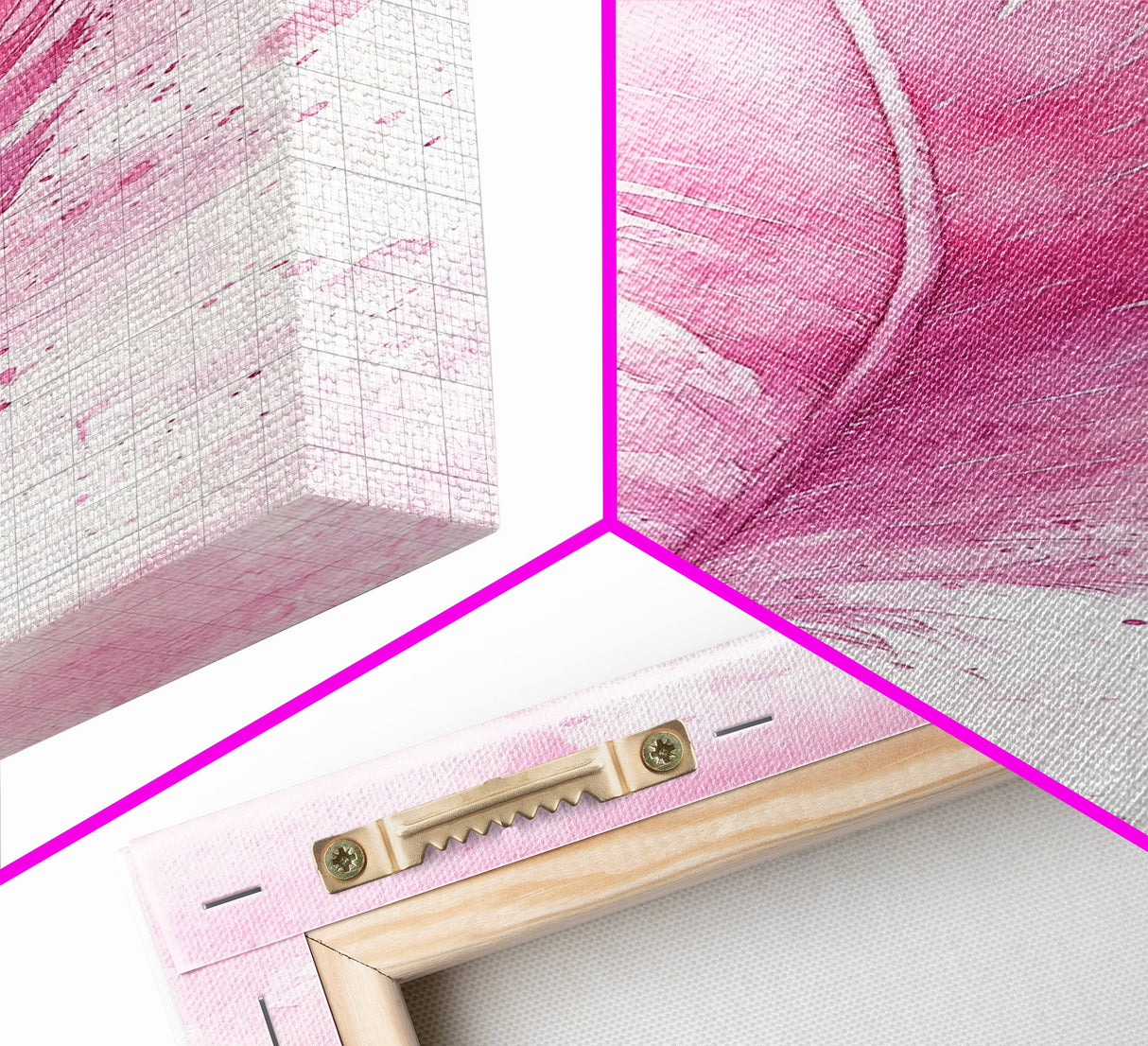 Pink Feather Artwork Framed Canvas Print, Vertical Whimsical Art Light Pink Decor, Boho Minimalist Gift Bedroom and Dorm Wall Art