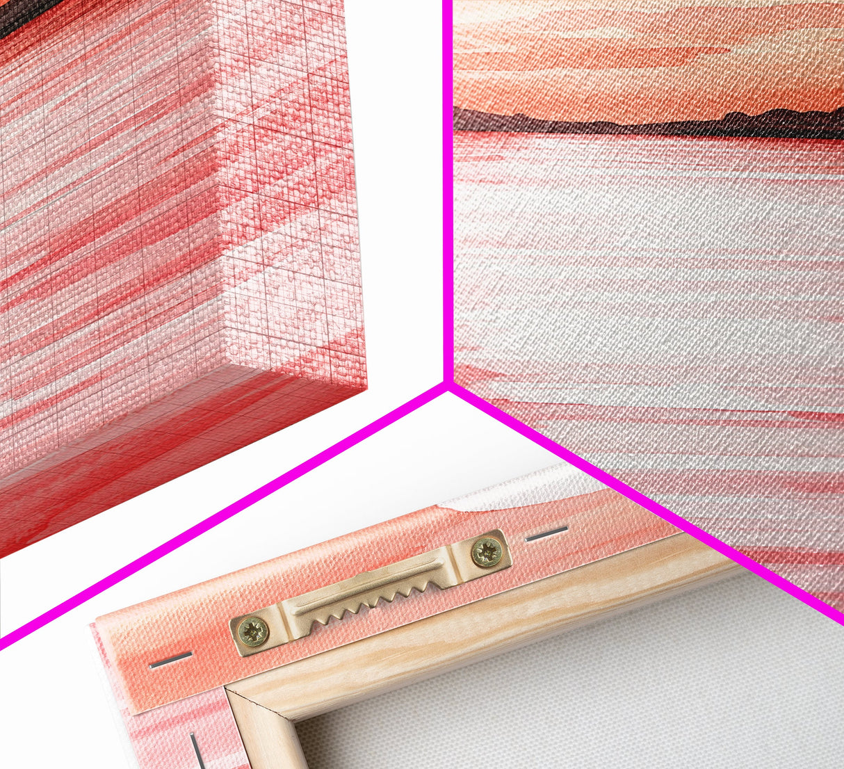 Sunset Canvas Print Coastal Landscape Art Rustic Decor Horizontal Wall Art Bedroom Gift Idea Light Pink Aesthetic Nature Painting