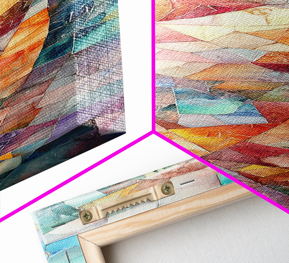 Mosaic Style Framed Canvas Print with Soft Pastel Tones, Mosaic Wall Art, Abstract Art, Vertical Wall Art, Coastal Decor, Bedroom Art