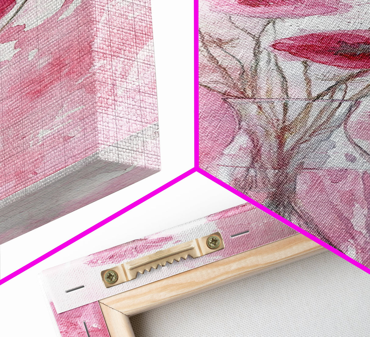 Wildflower Bouquet Framed Canvas Print Pink Poppy Painting Tall Skinny Art Living Room Above Sofa Rustic Guest Room Floral Wall Art