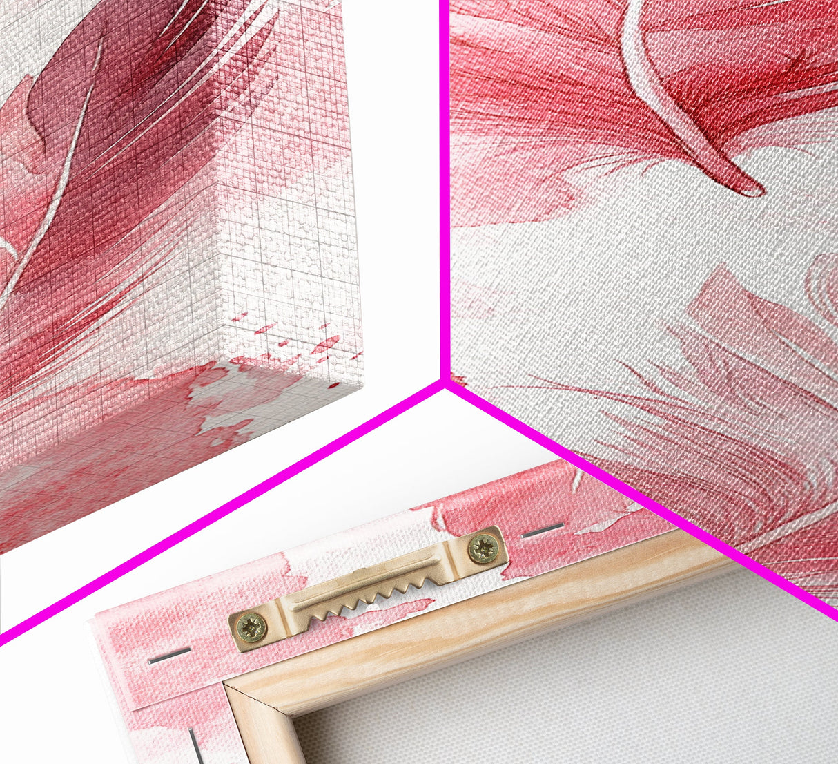 Elegant Feather Art Framed Canvas Print Boho Wabi Sabi Decor Vertical Wall Art Minimalist Feather Design Light Pink Wall Art