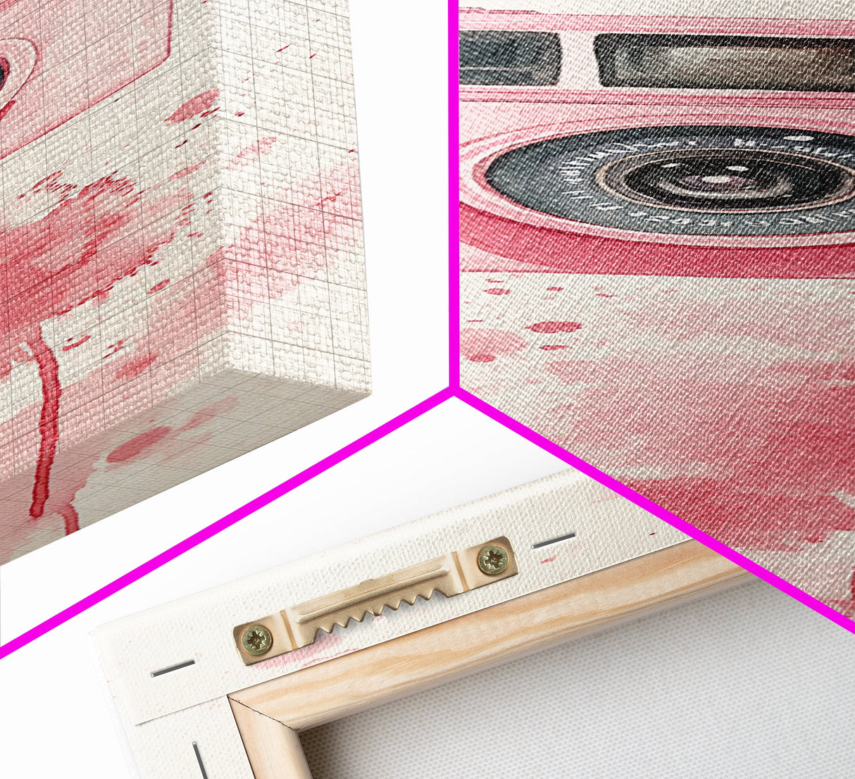 Retro Pink Camera Canvas Print Whimsical Wall Art Photography Lover Gift Living Room Art Vertical Pink Abstract Minimalist