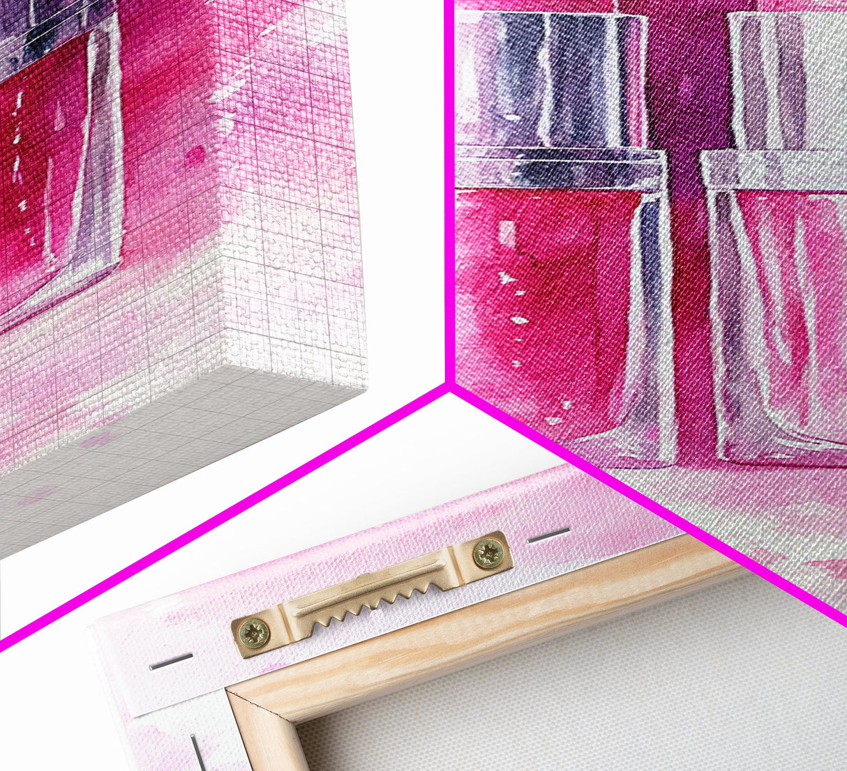 Pink Lipstick Duo Canvas Print, Whimsical Minimalist Vertical Wall Art, Light Pink Cosmetic Art, Gift Idea, Bedroom Skinny Artwork