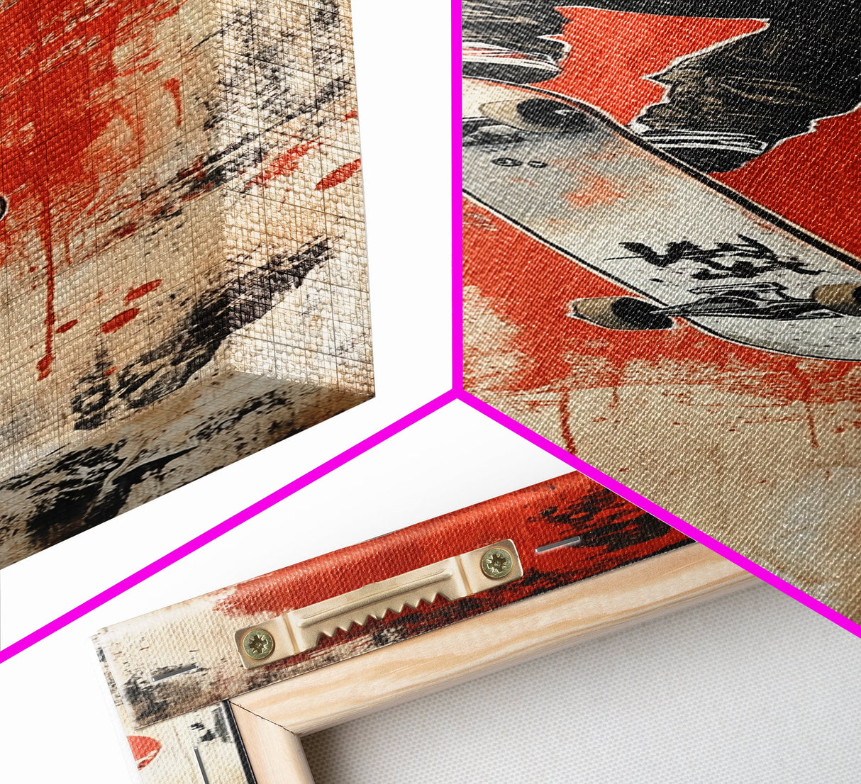 Skateboarder Canvas Print, Red and Black Urban Wall Art, Graffiti Inspired Vertical Artwork, Gift Idea for Living Room or Teen Bedroom