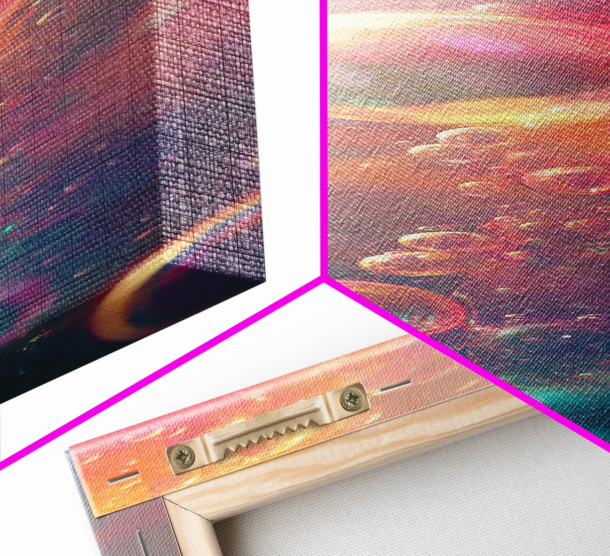 Ethereal Bubble Abstract Framed Canvas Print in Soft Pastels, Light Pink Wall Art Ideal for Bedroom or Contemporary Spaces