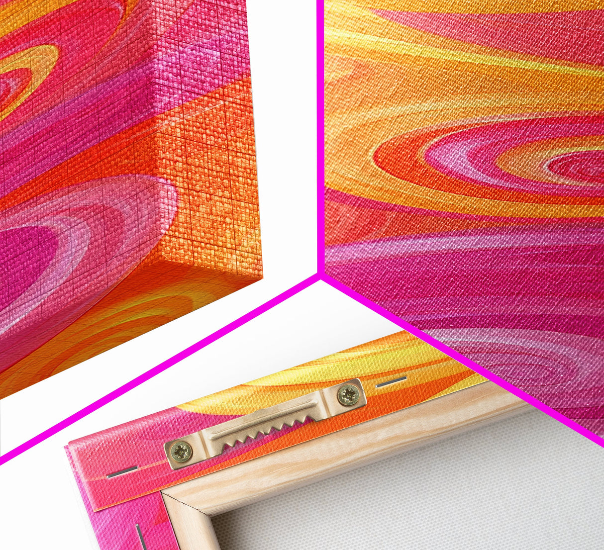 Bright Pink Orange Abstract Swirls Canvas Print, Vertical Skinny Art, Pink Orange Dorm Wall Art, Minimalist Artistic Decor