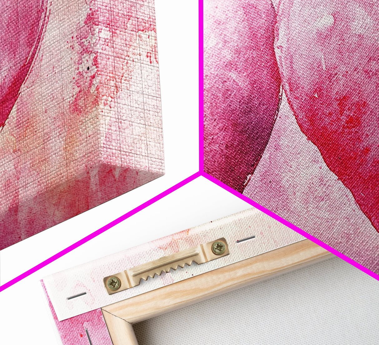 Watercolor Heart Pair Framed Canvas Print, Romantic Pink Abstract Art, Whimsical Valentine Wall Art, Bedroom Gift Idea, Light Pink Decor