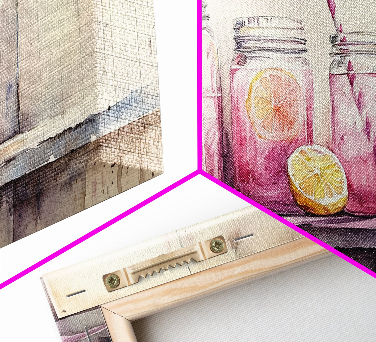 Lemonade Jars Canvas Print | Lemon Painting | Food Review Kitchen Art | Rustic Farmhouse Wall Art | Summer Kitchen Decor Canvas Print